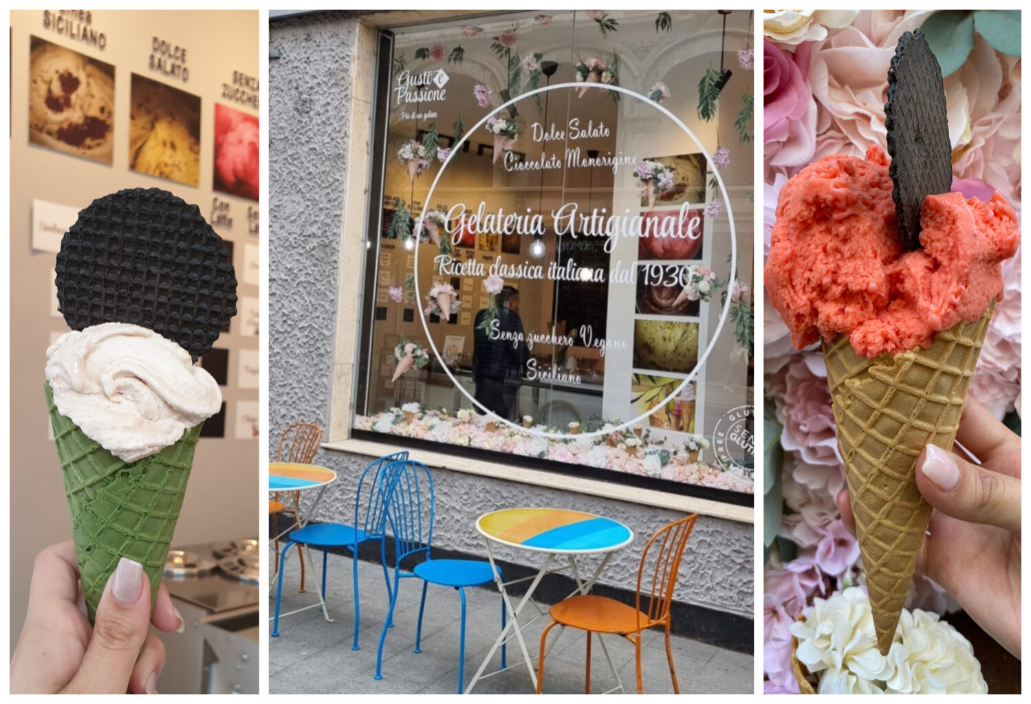 colaj foto de la Gusto e Passione, gelaterie cu înghețataă artizanală din București